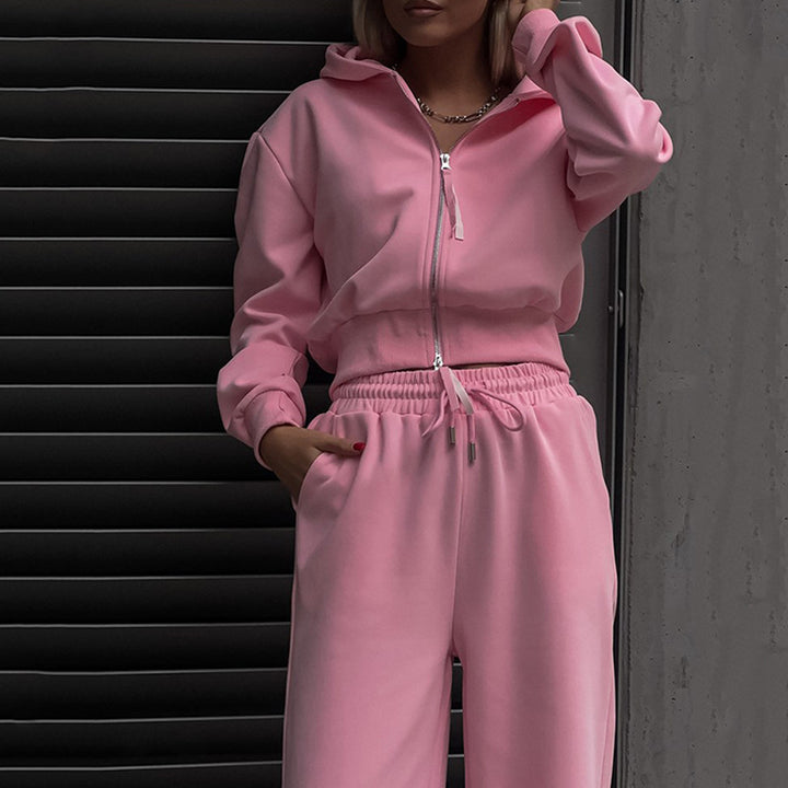 Women's sporty loungewear set with high collar and zipper Lisslune