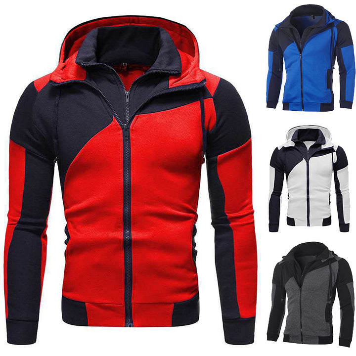 Men's sporty jacket with innovative patchwork design and hood Lisslune