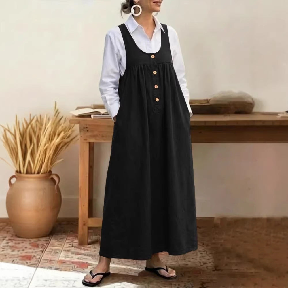 Women's maxi dress with button and pocket details Lisslune