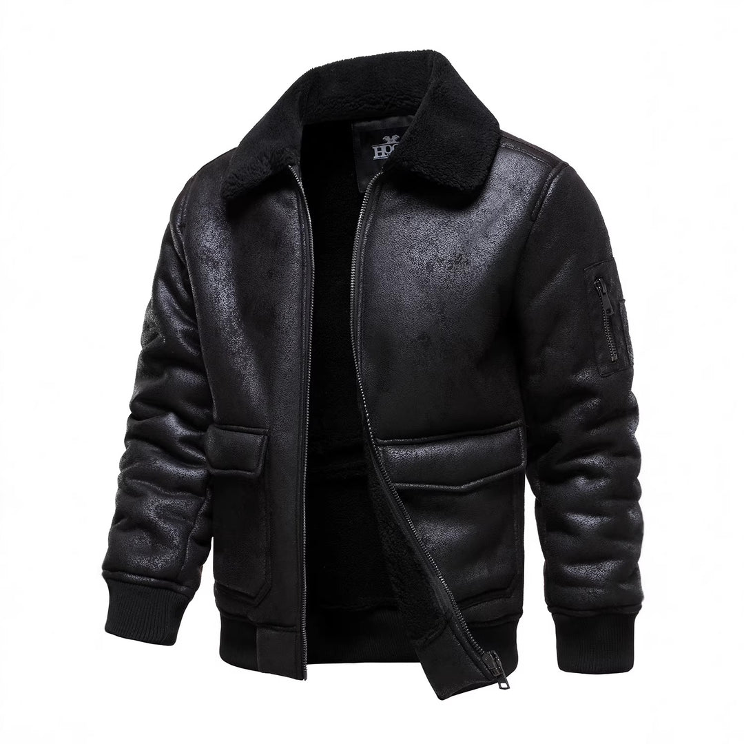 Men's Flight Jacket with Warm Inner Lining and Practical Pockets Lisslune