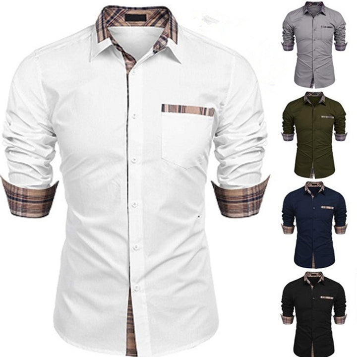 Men's long-sleeve shirt with contrasting collar and chest pocket Lisslune