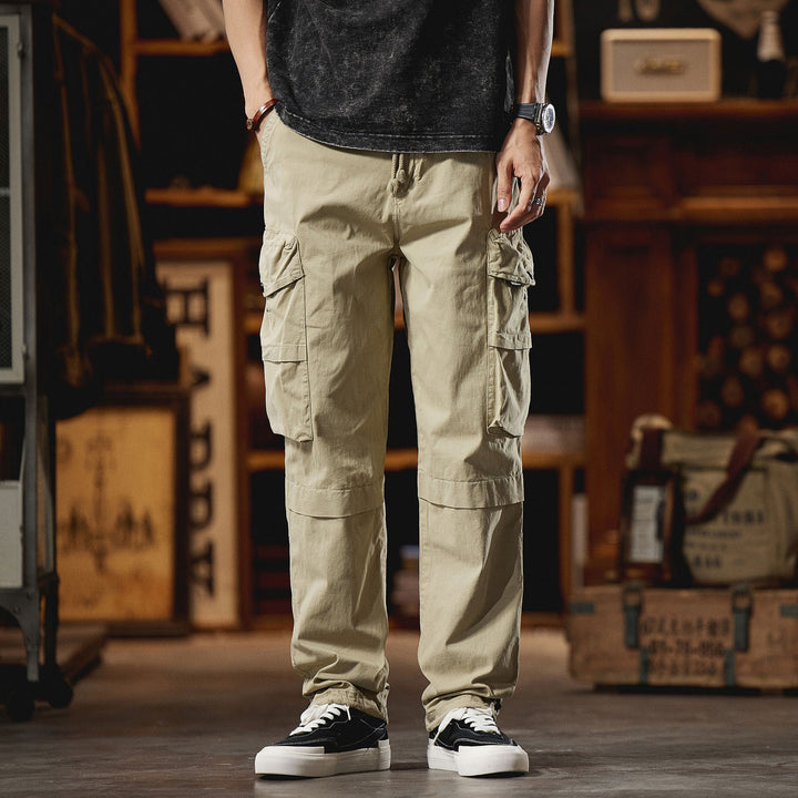 Men's cargo pants with numerous utility pockets and elastic waistband Lisslune