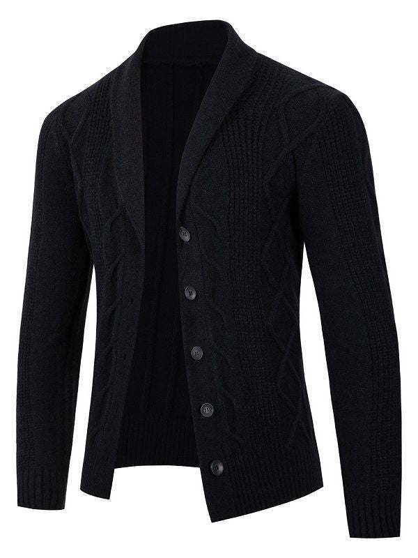 Men's fashionable cardigan with high collar and decorative cable design Lisslune