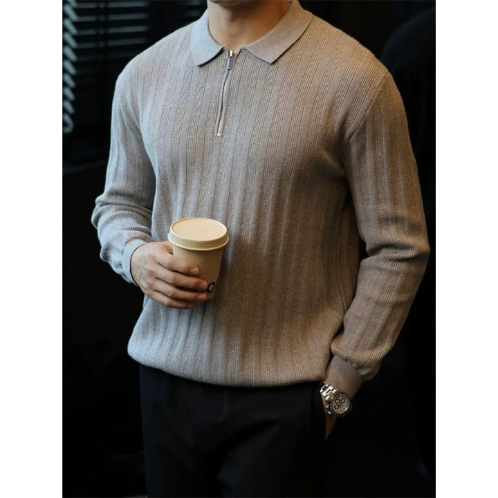 Men's knitted sweater with collar and practical zipper Lisslune