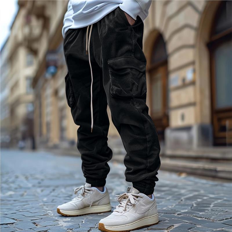 Men's cargo pants with functional pockets and elastic waistband Lisslune