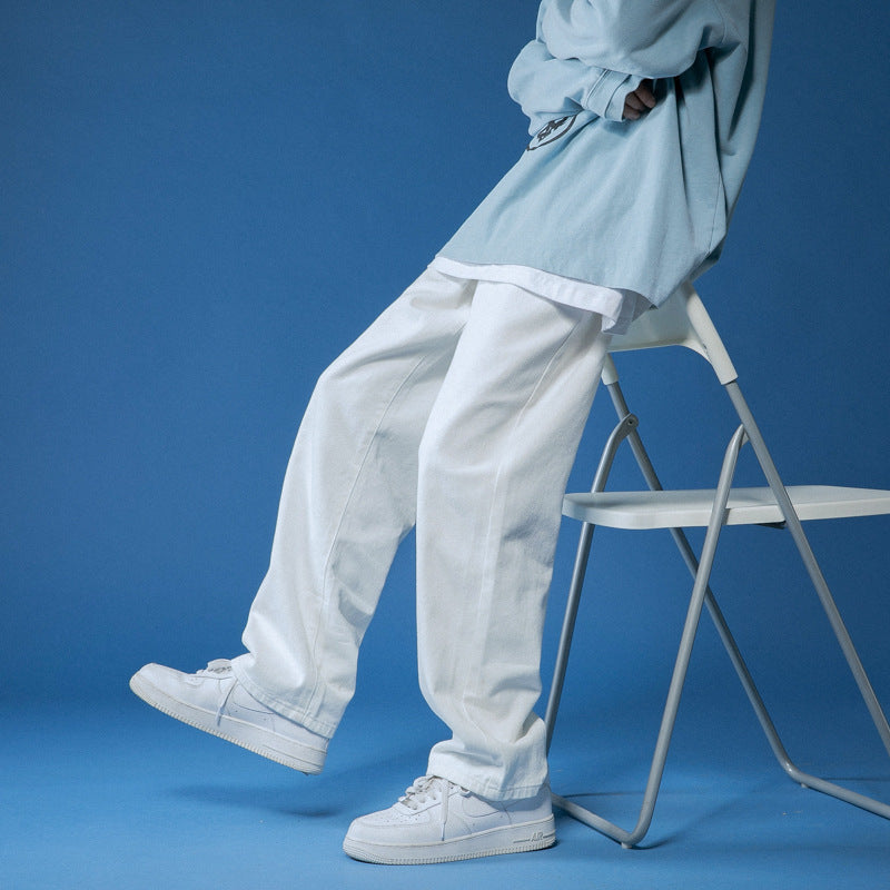 Men's loose vintage-style high-waisted denim jeans Lisslune