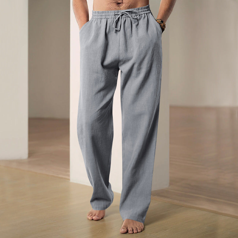 Mens Comfortable Summer Leisure Pants with Elastic Waistband Lisslune