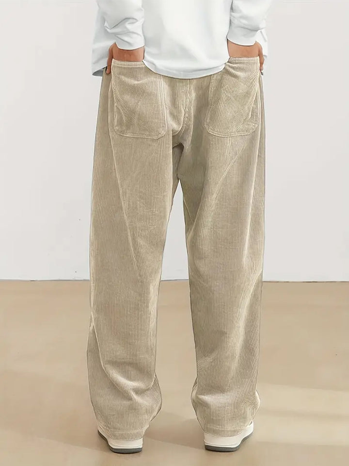 Women's wide corduroy trousers with elastic waistband and side pockets Lisslune