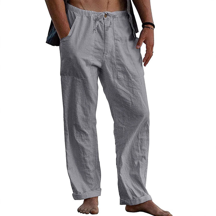 Men's Loose Linen Pants with Elastic Waistband and Versatile Pockets Lisslune