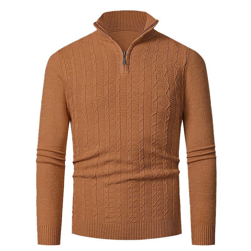Men's knit sweater with high collar and fine cable design Lisslune