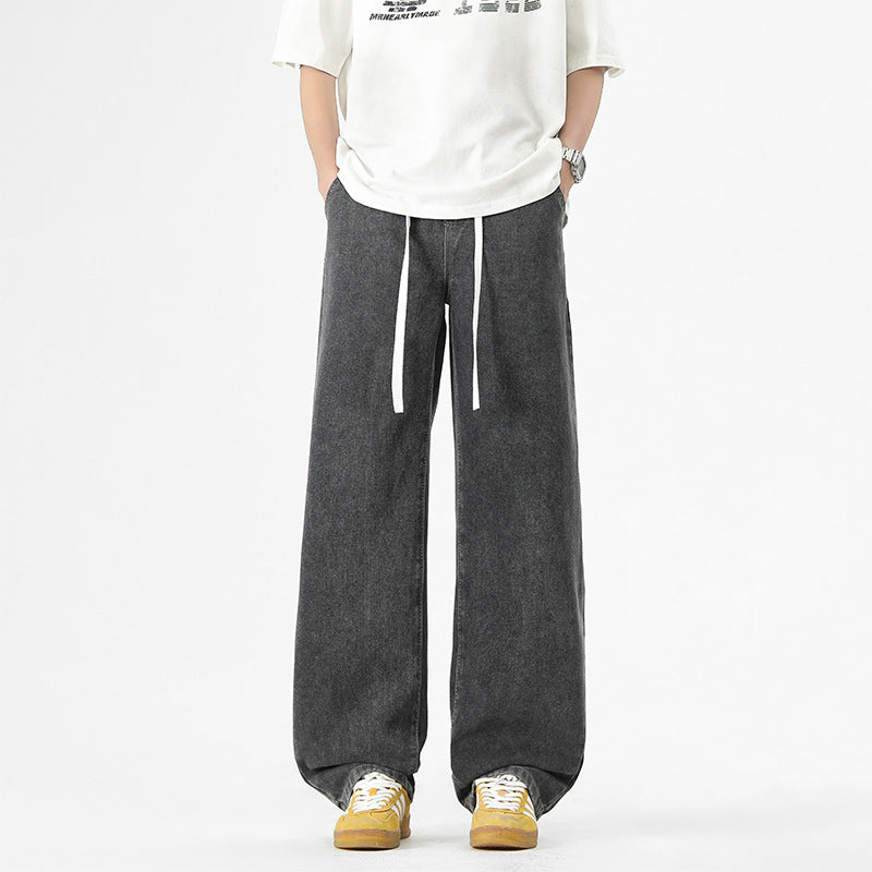Men's loose-fitting leisure pants with elastic waistband and pockets Lisslune