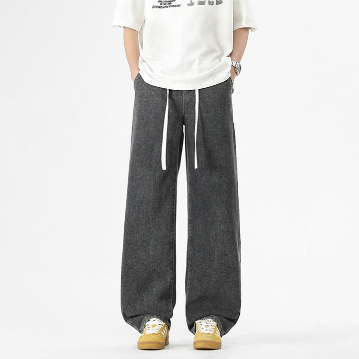 Men's loose-fitting leisure pants with elastic waistband and pockets Lisslune