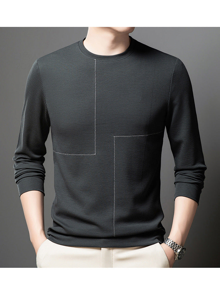 Men's stylish crew neck sweater with textured design Lisslune