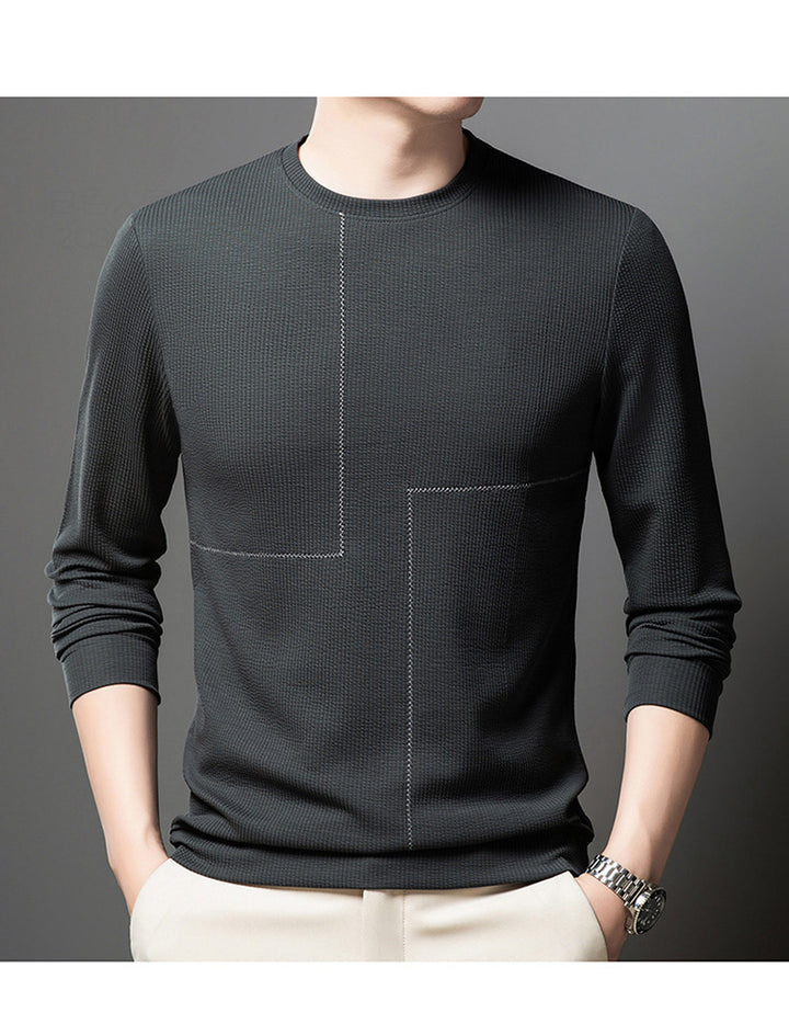 Men's stylish crew neck sweater with textured design Lisslune