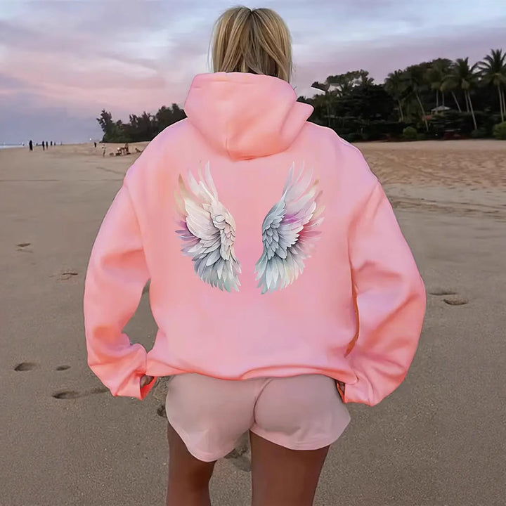 Women's hoodie sweatshirt with imaginative wing motif Lisslune