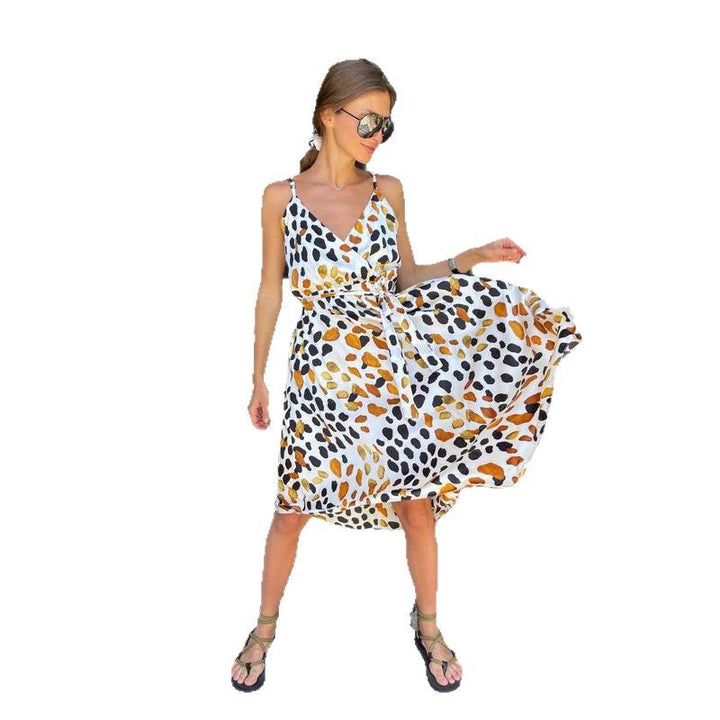 Women's maxi dress with elegant wrap design and stylish ruffle details