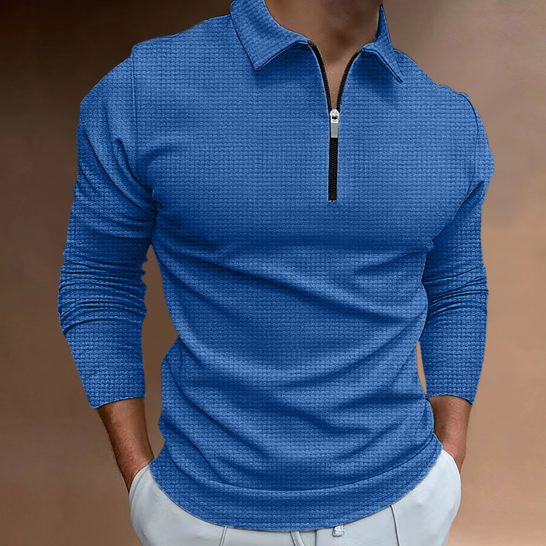 Men's structured long-sleeve shirt with zipper and stand-up collar Lisslune
