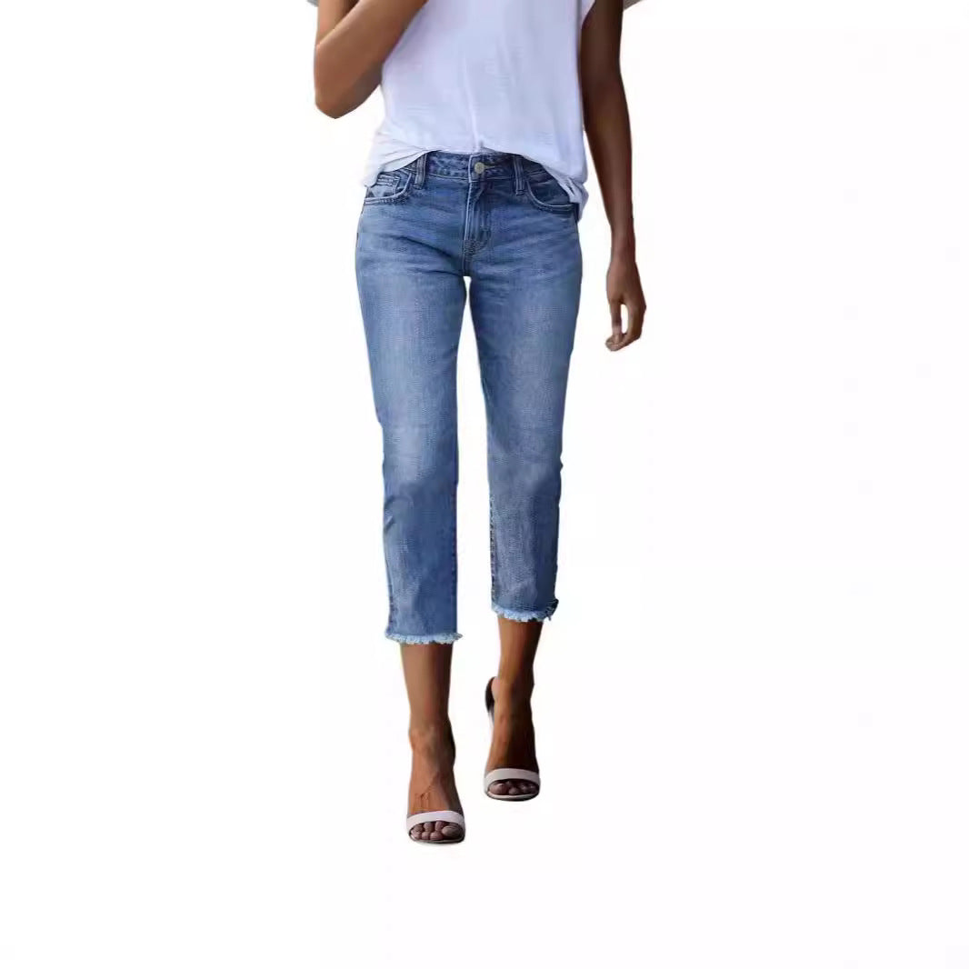 Damen zeitlose Jeans im modernen Schnitt mit cropped Bein Lisslune
