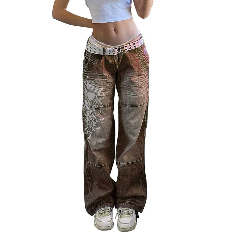 Damen weite Jeans mit einzigartigem grafischen Design Lisslune