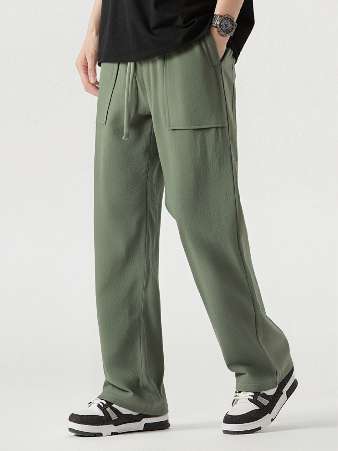 Men's Comfortable Cargo Pants with Practical Pockets and Elastic Waistband Lisslune