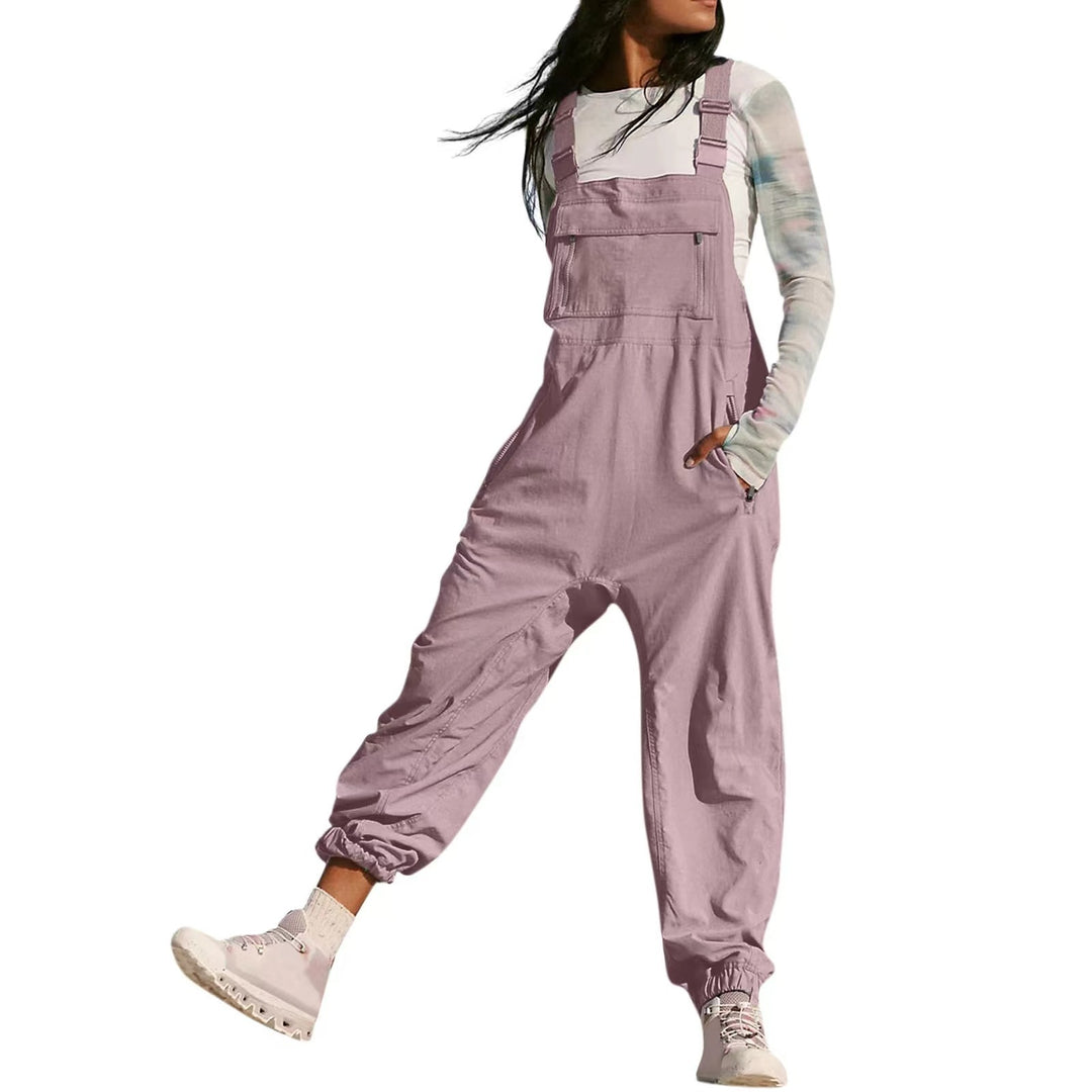 Women's Casual Jumpsuit with Practical Pockets and Elastic Hem Lisslune