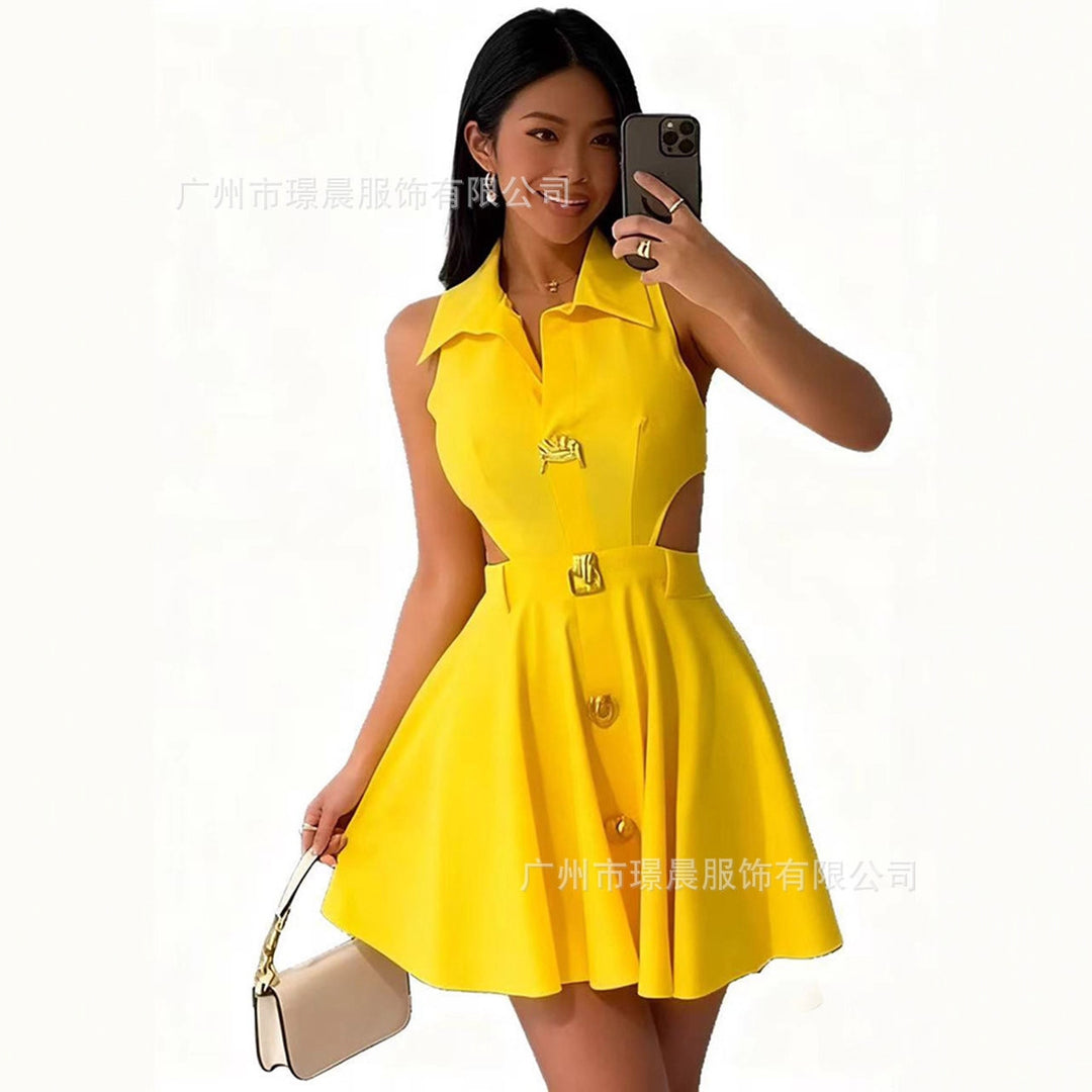 Women's fashionable wedding dress with button closure and side cut-outs Lisslune
