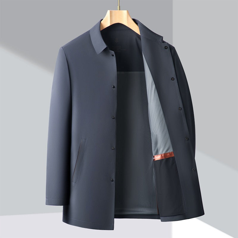 Men's Stylish Overcoat with Water-Repellent Coating and Practical Pockets Lisslune