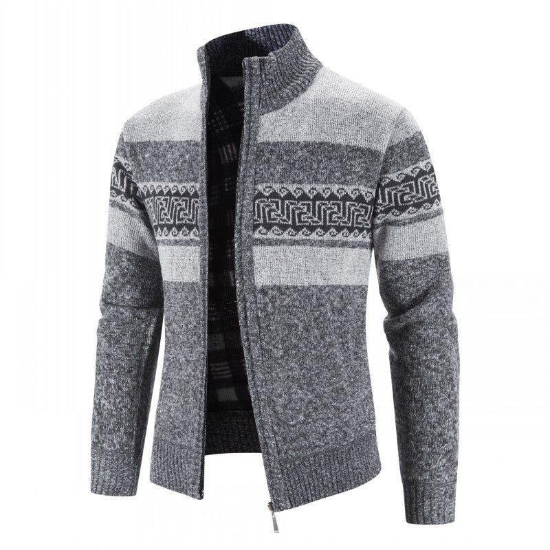 Men's cardigan with high collar and attractive patterns Lisslune