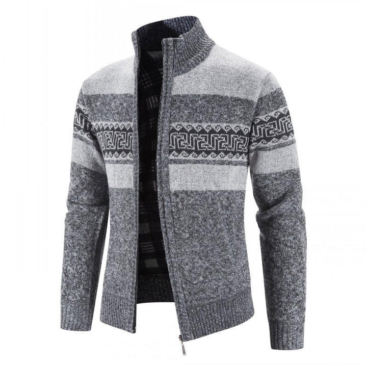 Men's cardigan with high collar and attractive patterns Lisslune