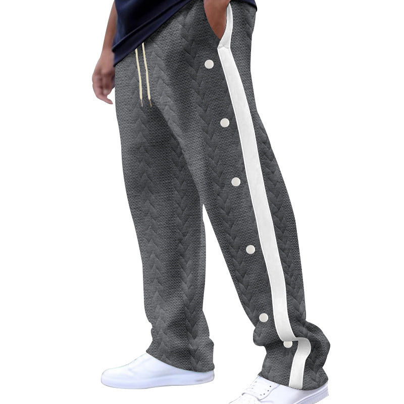 Men's sporty jogging pants with snap button and side stripes Lisslune