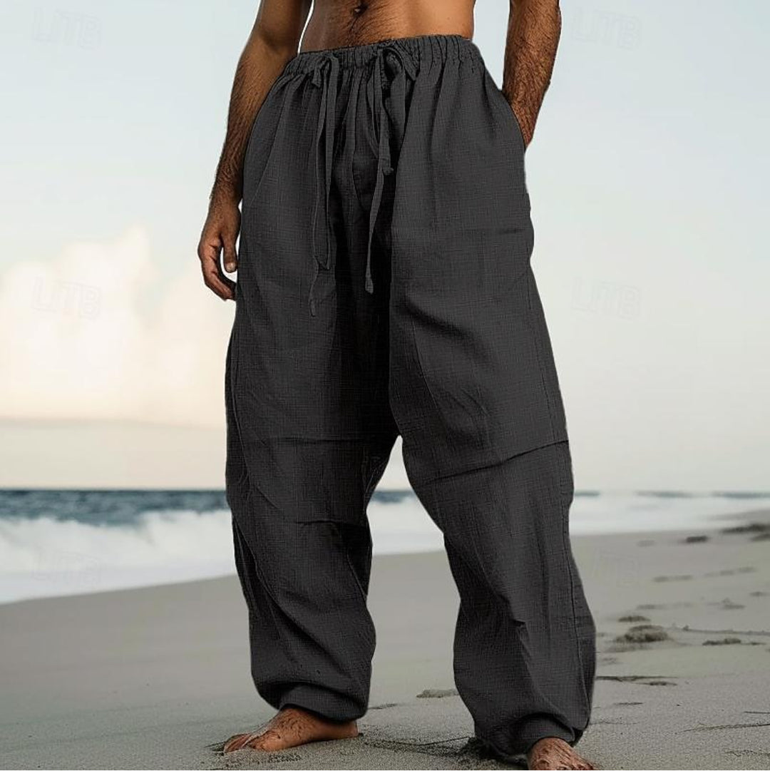 Men's airy linen pants with elastic waistband Lisslune