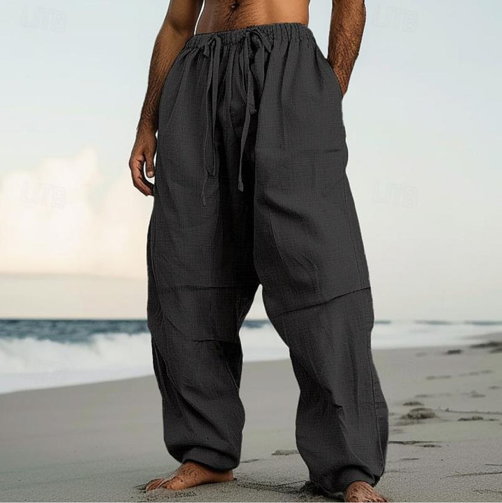 Men's airy linen pants with elastic waistband Lisslune