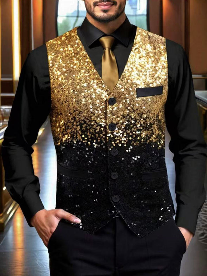 Men's Glittering Holiday Vest Lisslune