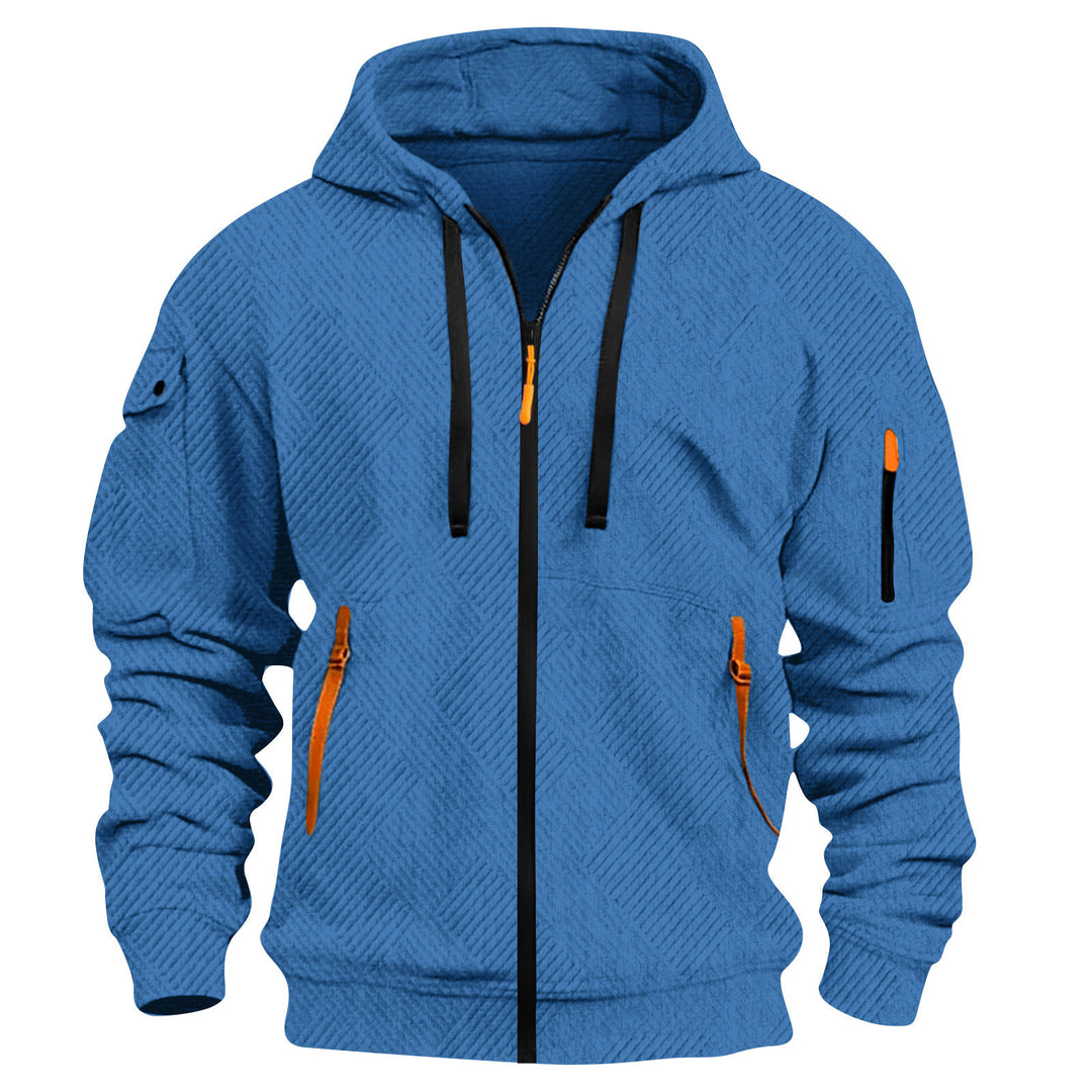 Men's sporty hoodie made of functional material with innovative structural design and two side zip pockets Lisslune