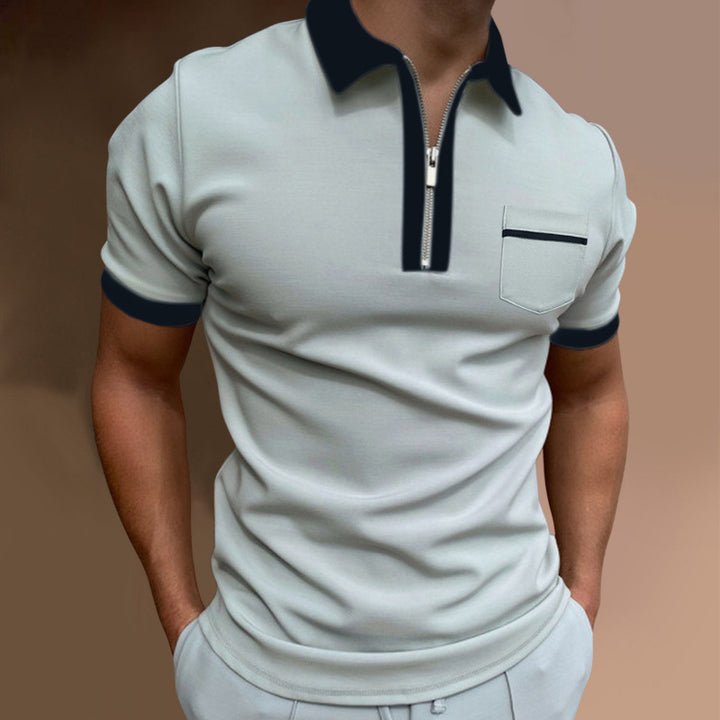 Men's sporty short-sleeve polo shirt with zipper and chest pocket Lisslune