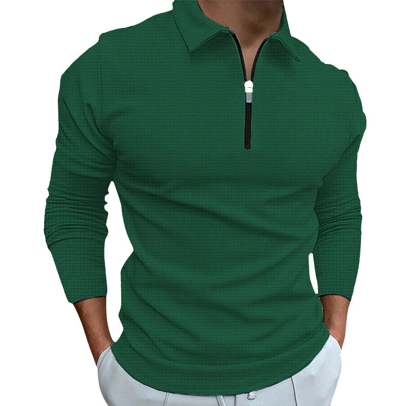 Men's structured long-sleeve shirt with zipper and stand-up collar Lisslune