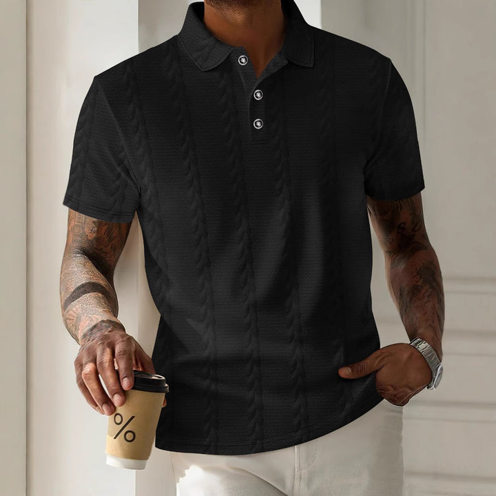 Men's Sporty Polo Shirt with Textured Pattern Lisslune