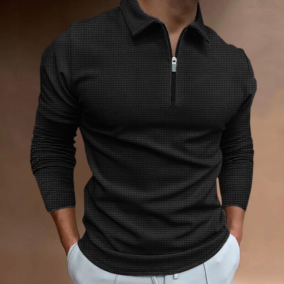 Men's structured long-sleeve shirt with zipper and stand-up collar Lisslune