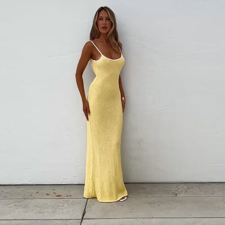 Ladies Maxi Dress with fine knit texture and elegant cut