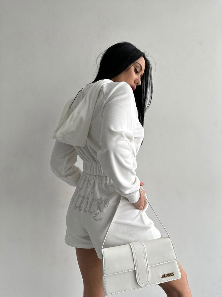 Women's sporty hoodie and shorts set with elastic waistband Lisslune