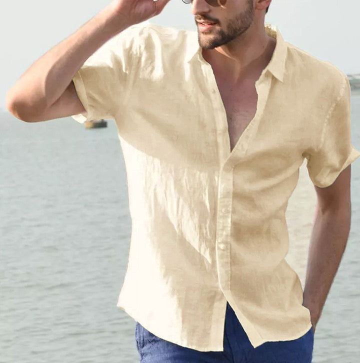 Men's Short Sleeve Shirt with Light Cotton Fabric Lisslune