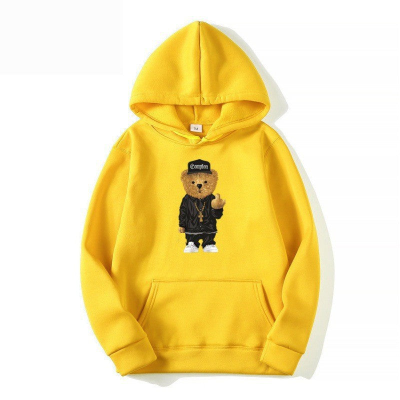 Women’s hoodie with artistic bear design and kangaroo pocket Lisslune