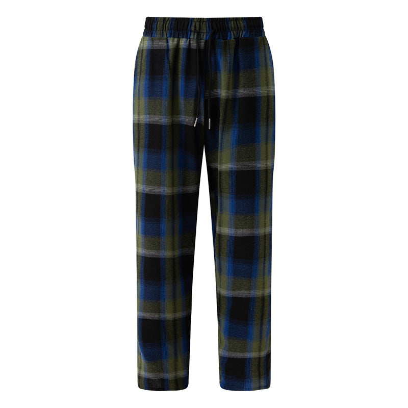 Men's comfortable flannel pants with practical side pockets and elastic waistband Lisslune