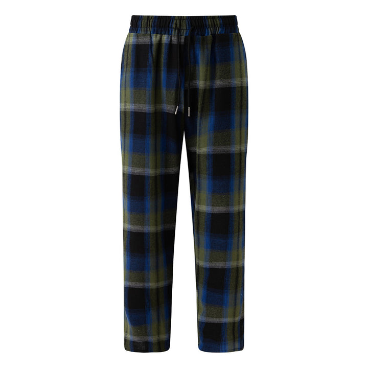 Men's comfortable flannel pants with practical side pockets and elastic waistband Lisslune