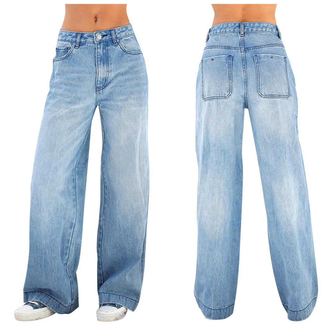 Damen weite Jeans mit hohem Bund und lässigem Schnitt Lisslune