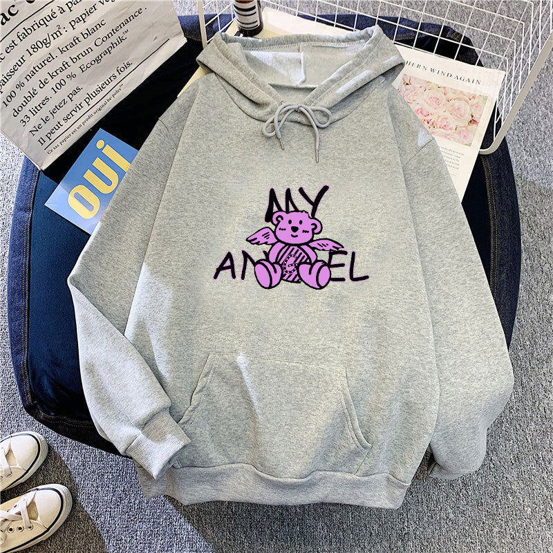 Women's hoodie with cute angel bear design Lisslune