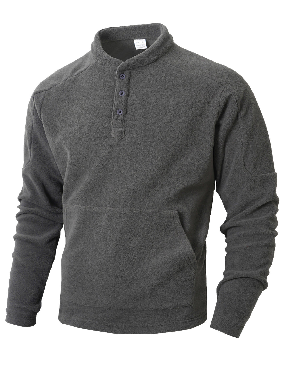 Men's fleece pullover with button placket and practical kangaroo pocket Lisslune