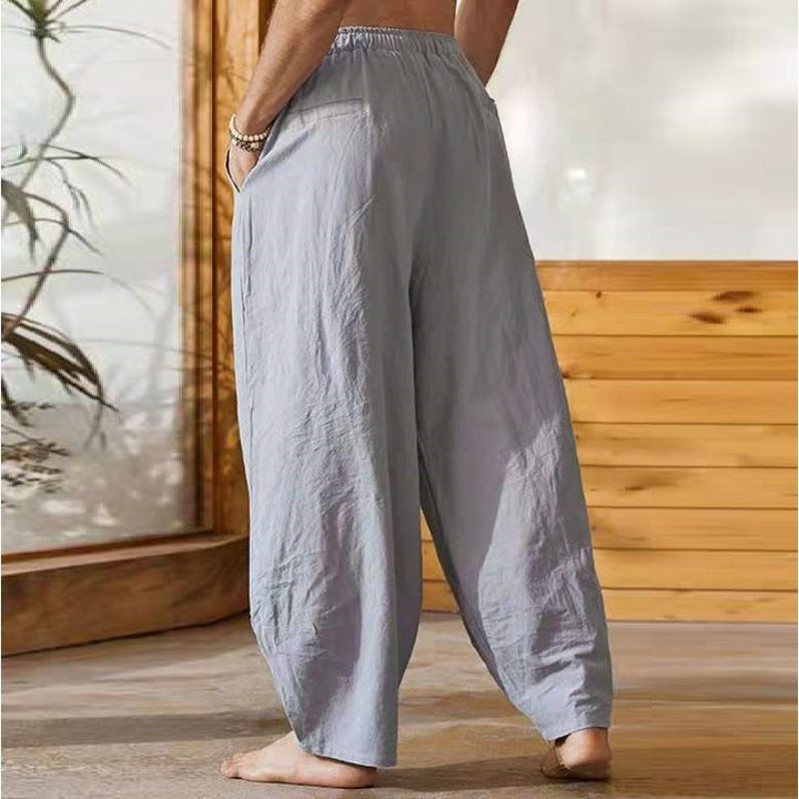 Men's relaxed linen pants with elastic waistband Lisslune