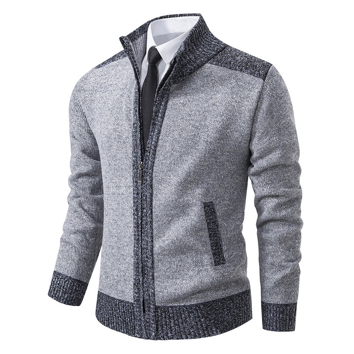 Men's quilted cardigan with high collar and practical pockets Lisslune