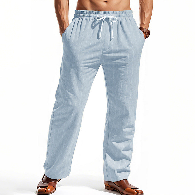 Men's casual leisure pants with elastic waistband and modern stripes Lisslune